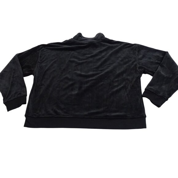 Avia Black Quarter Zip Athletic Pullover Soft Velour Jacket Women L 12 14 - Picture 3 of 9